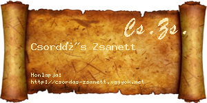 Csordás Zsanett névjegykártya